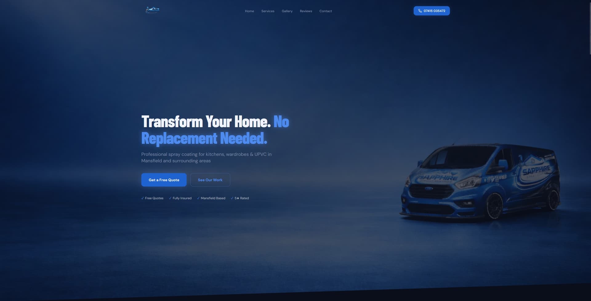 Sapphire Spray Coatings website screenshot