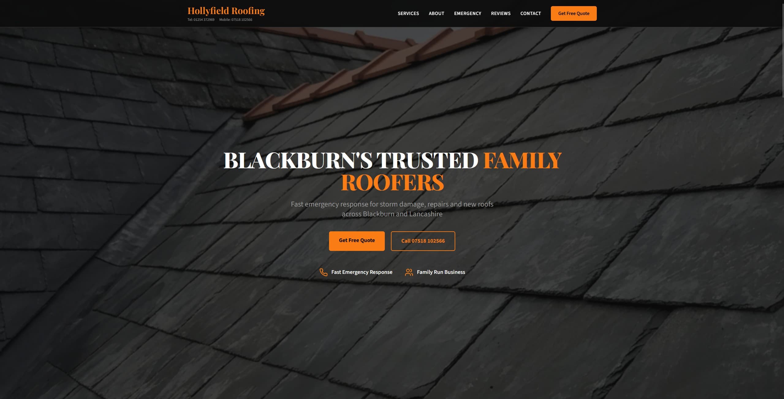 Hollyfield Roofing website